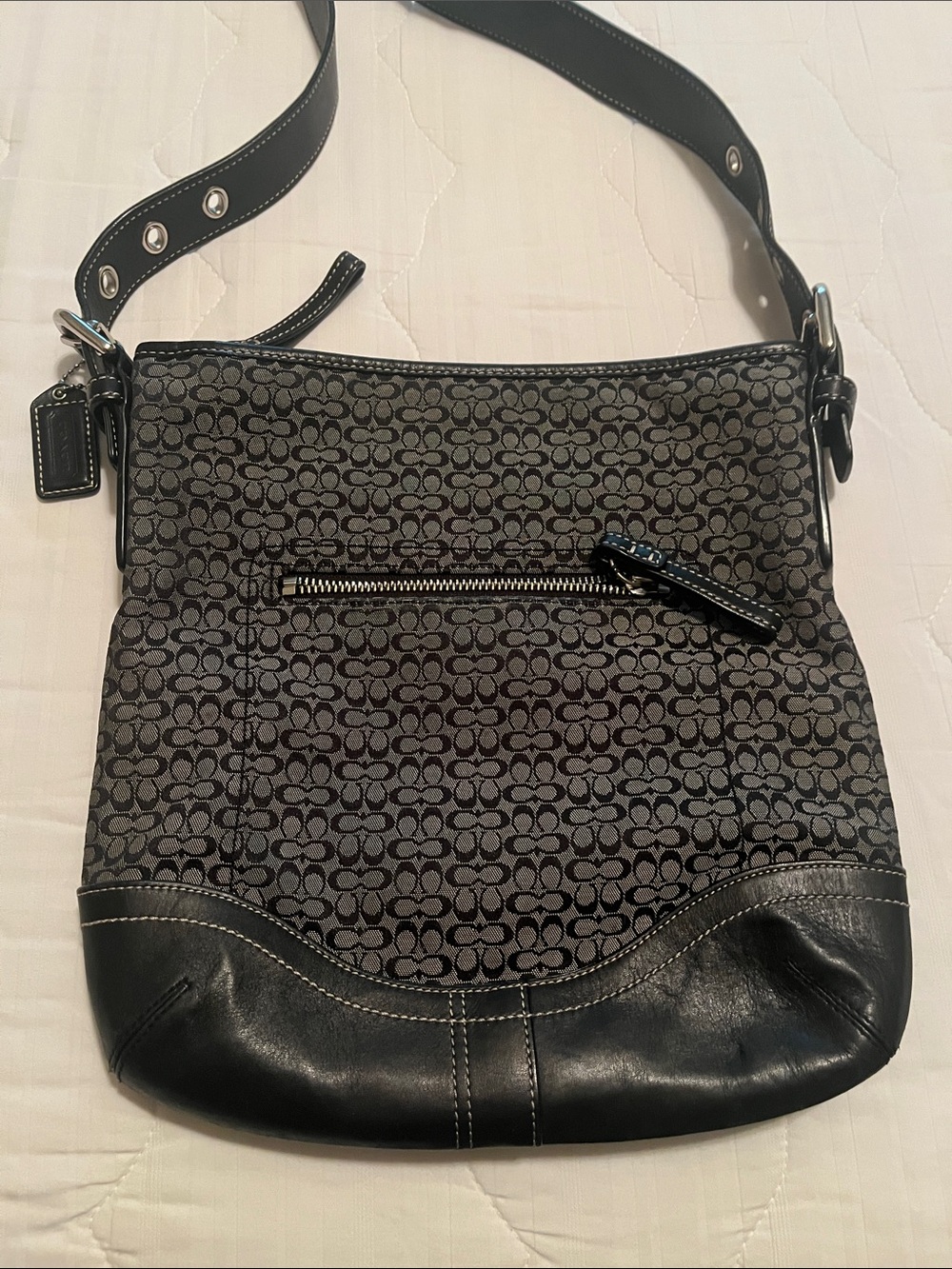 Coach Black and Charcoal Signature Crossbody Shoulder Bag